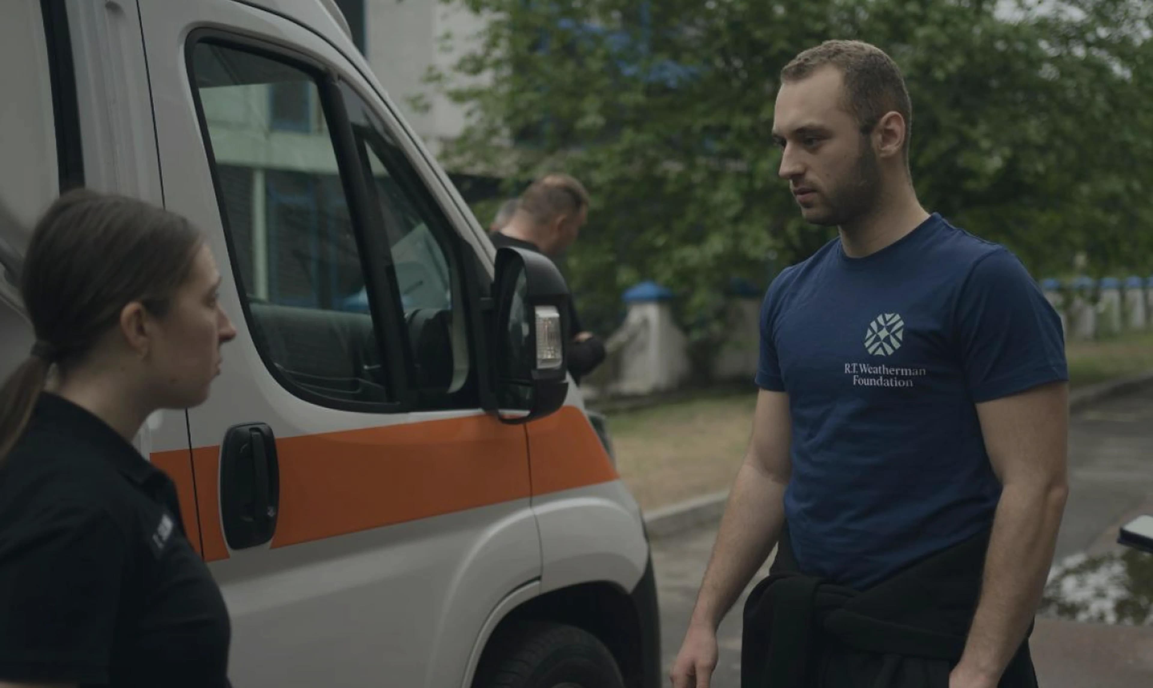 R.T. Weatherman Foundation medic with ambulance